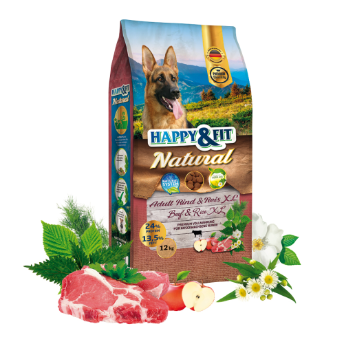 Happy & Fit Natural Adult Rind - Reis XL 12kg